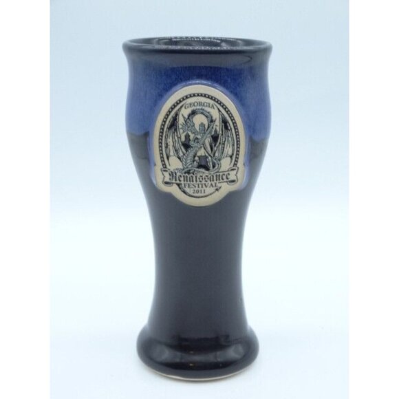 Georgia Renaissance Festival 2011 Stein Blue Drip Grey Fox Pottery Cup Mug - Picture 10 of 10